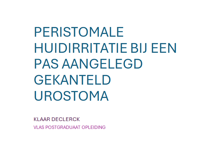 PERISTOMALE HUIDIRRITATIE BIJ EEN PAS AANGELEGD GEKANTELD UROSTOMA